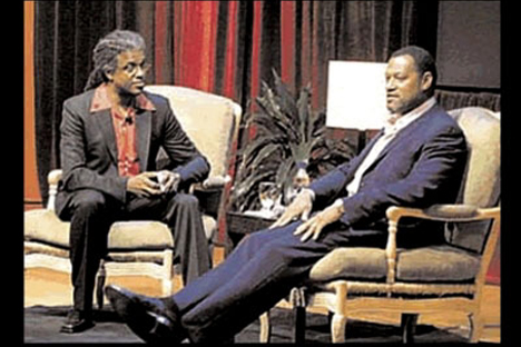 Laurence Fishburne and Elvis Mitchell at ABFF 2003