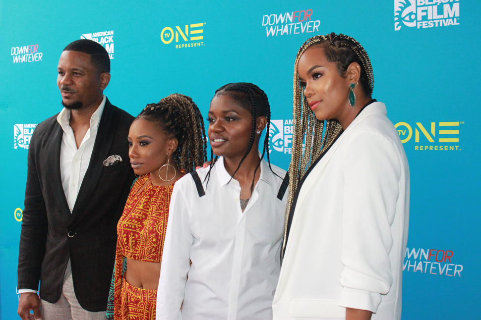 Hosea Chancez, Imani Hakim, Bre-Z and LeToya Luckett attend the premier of the 2017 TV One Screenplay Competition winning film Down for Whatever
