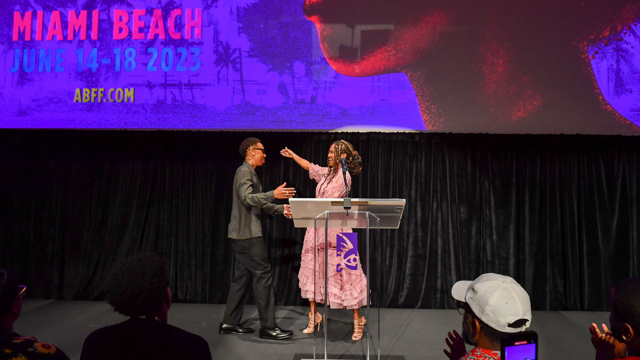 Nicole Friday and Lena Waithe on stage at ABFF 2023
