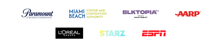 Paramount, Miami Beach VCA, HeartBeat, AARP, L'Oréal Groupe, STARZ, ESPN