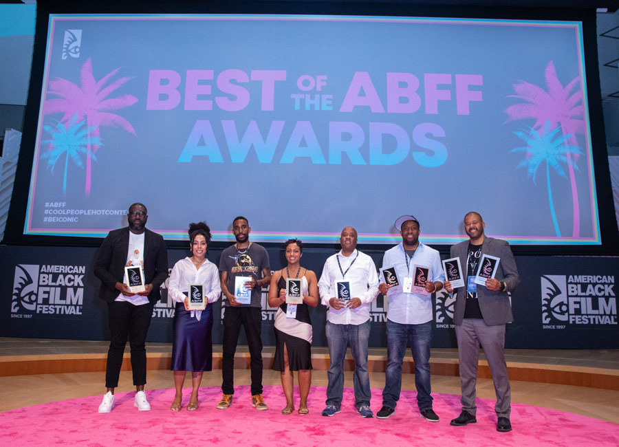 2022 ABFF Award Winners Left to Right: Sherife Alabede (Another Country), Diara Newman (Townhall), Deion Higginbotham (The Saints), Amira Smith for Kiara C. Jones, Zara Katz, Lisa Riordan Seville (A Woman on the Outside), Randall Dottin (Mine), Kali Baker-Johnson (Feel Like Ghosts), Roy Clovis Jr. for Ellie Foumbi (Our Father, The Devil)